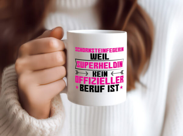 Superheldin Schornsteinfegerin | Kaminkehrer | Handwerk - Tasse Weiss - Kaffeetasse / Geschenk / Familie