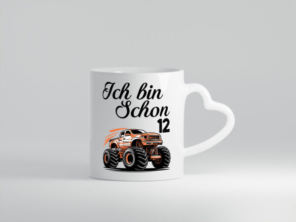 12. Geburtstag | Monster truck | 12 Jahre - Herzhenkel Tasse - Kaffeetasse / Geschenk / Familie