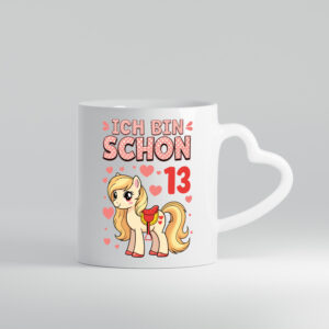 13. Geburtstag | 13 Jahre | Mädchen | Reiten | Pony - Herzhenkel Tasse - Kaffeetasse / Geschenk / Familie