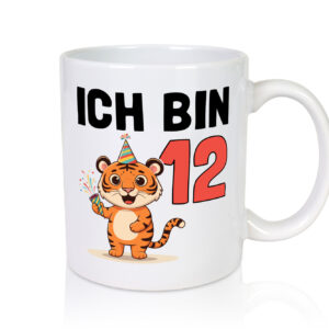 12. Geburtstag | 12 Jahre | Tiger | Geburtstag - Tasse Weiss - Kaffeetasse / Geschenk / Familie