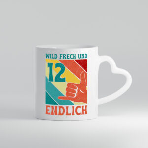 12. Geburtstag | 12 Jahre | Wild und Frech - Herzhenkel Tasse - Kaffeetasse / Geschenk / Familie