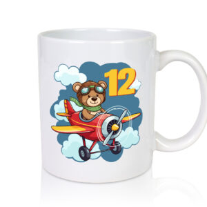 12. Geburtstag | 12 Jahre | Kinder Pilot | Flugzeug - Tasse Weiss - Kaffeetasse / Geschenk / Familie