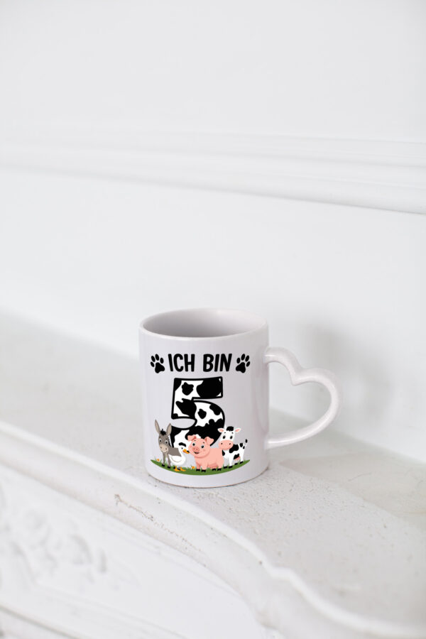 5 Geburtstag | 5 Jahre | Farmer Kind - Herzhenkel Tasse - Kaffeetasse / Geschenk / Familie