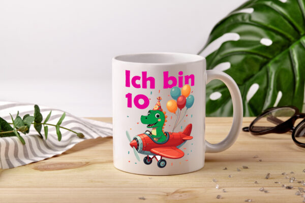 10. Geburtstag | 10 Jahre | Drache | Flugzeug - Tasse Weiss - Kaffeetasse / Geschenk / Familie