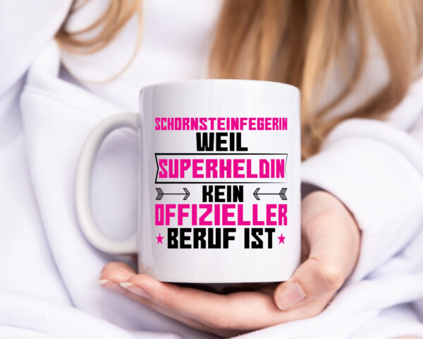 Superheldin Schornsteinfegerin | Kaminkehrer | Handwerk - Tasse Weiss - Kaffeetasse / Geschenk / Familie