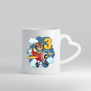 3. Geburtstag | 3 Jahre | Kinder Pilot | Flugzeug - Herzhenkel Tasse - Kaffeetasse / Geschenk / Familie