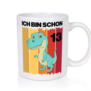 13. Geburtstag | 13 Jahre | Dinosaurier - Tasse Weiss - Kaffeetasse / Geschenk / Familie