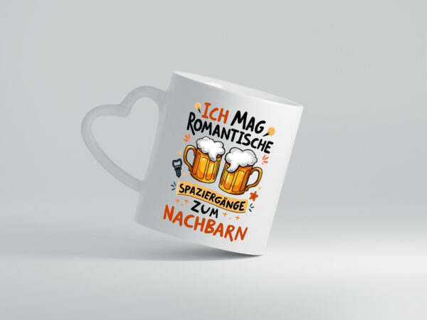 Spaziergang zum Nachbarn | Biertrinker | Lieblingsnachbar - Herzhenkel Tasse - Kaffeetasse / Geschenk / Familie