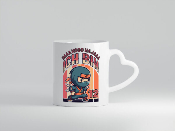 12. Geburtstag | Ninja Junge | 12 Jahre - Herzhenkel Tasse - Kaffeetasse / Geschenk / Familie