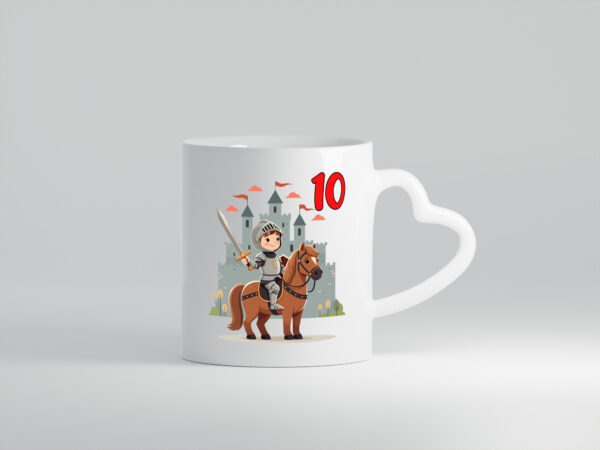 10. Geburtstag | 10 Jahre | Ritter | Junge | Schloss - Herzhenkel Tasse - Kaffeetasse / Geschenk / Familie