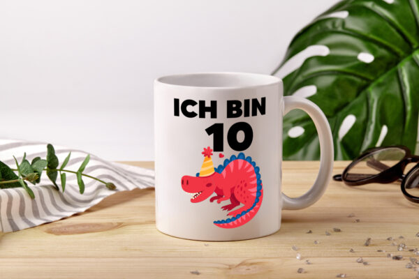 10. Geburtstag | Dino | Dinosaurier | 10 Jahre - Tasse Weiss - Kaffeetasse / Geschenk / Familie