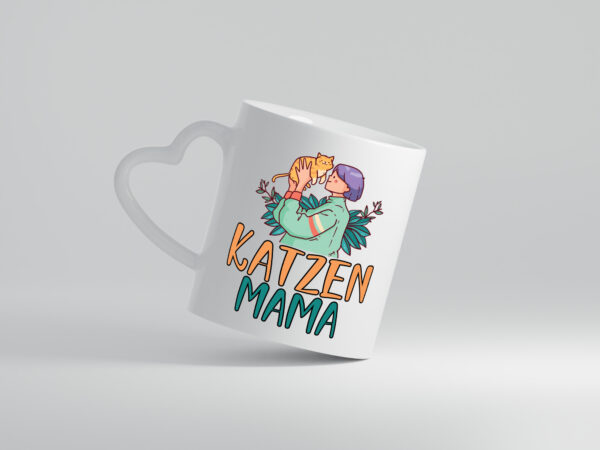 Katzenmama | Katze | Mensch | Pflanze - Herzhenkel Tasse - Kaffeetasse / Geschenk / Familie