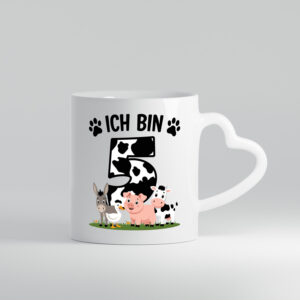 5 Geburtstag | 5 Jahre | Farmer Kind - Herzhenkel Tasse - Kaffeetasse / Geschenk / Familie