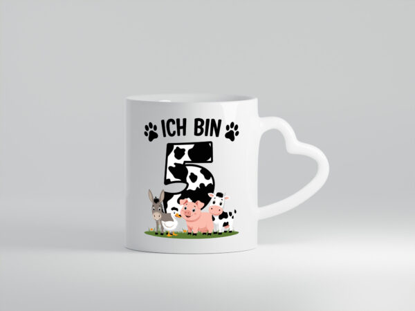 5 Geburtstag | 5 Jahre | Farmer Kind - Herzhenkel Tasse - Kaffeetasse / Geschenk / Familie