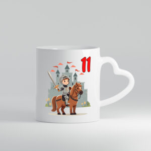 11. Geburtstag | 11 Jahre | Ritter | Junge | Schloss - Herzhenkel Tasse - Kaffeetasse / Geschenk / Familie