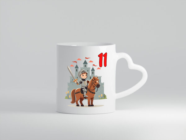 11. Geburtstag | 11 Jahre | Ritter | Junge | Schloss - Herzhenkel Tasse - Kaffeetasse / Geschenk / Familie