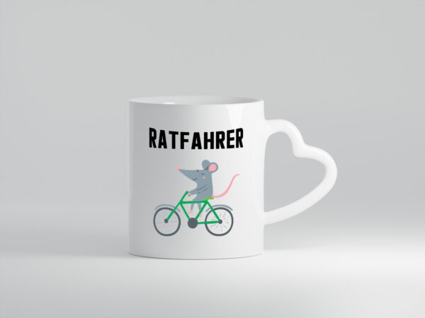 Ratfahrer Motiv | Radfahrer Tasse | Ratte | lustig - Herzhenkel Tasse - Kaffeetasse / Geschenk / Familie