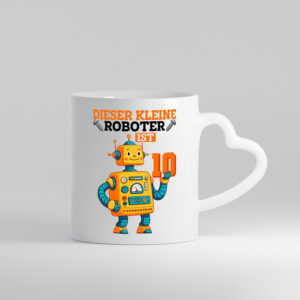 10. Geburtstag | 10 Jahre | Roboter | Junge - Herzhenkel Tasse - Kaffeetasse / Geschenk / Familie