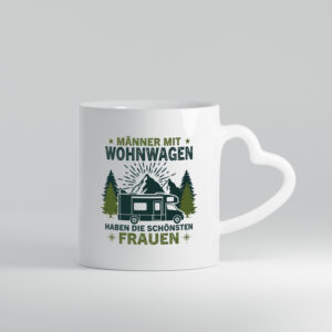 Männer mit Wohnwagen | Schönste Frauen | Camping - Herzhenkel Tasse - Kaffeetasse / Geschenk / Familie