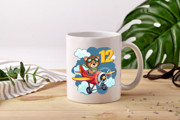 12. Geburtstag | 12 Jahre | Kinder Pilot | Flugzeug - Tasse Weiss - Kaffeetasse / Geschenk / Familie