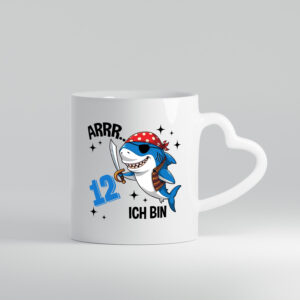 12. Geburtstag | 12 Jahre Arr Pirat | Hai | Piraten - Herzhenkel Tasse - Kaffeetasse / Geschenk / Familie