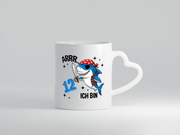 12. Geburtstag | 12 Jahre Arr Pirat | Hai | Piraten - Herzhenkel Tasse - Kaffeetasse / Geschenk / Familie