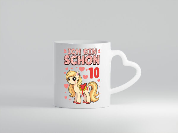 10. Geburtstag | 10 Jahre | Mädchen | Reiten | Pony - Herzhenkel Tasse - Kaffeetasse / Geschenk / Familie