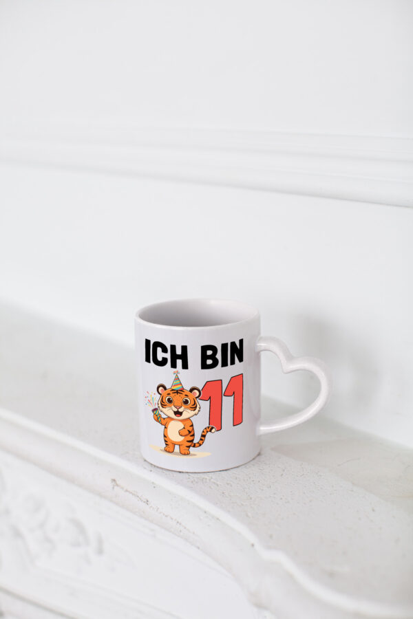 11. Geburtstag | 11 Jahre | Tiger | Geburtstag - Herzhenkel Tasse - Kaffeetasse / Geschenk / Familie