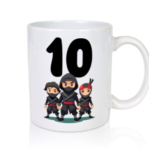 10. Geburtstag | 10 Jahre | Ninja - Tasse Weiss - Kaffeetasse / Geschenk / Familie