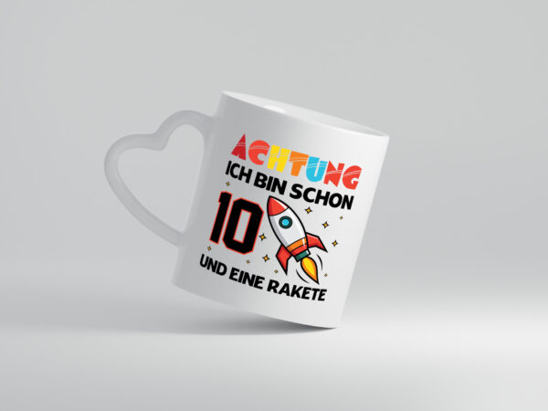 10. Geburtstag | Rakete | Weltraum | 10 Jahre | Galaxy - Herzhenkel Tasse - Kaffeetasse / Geschenk / Familie