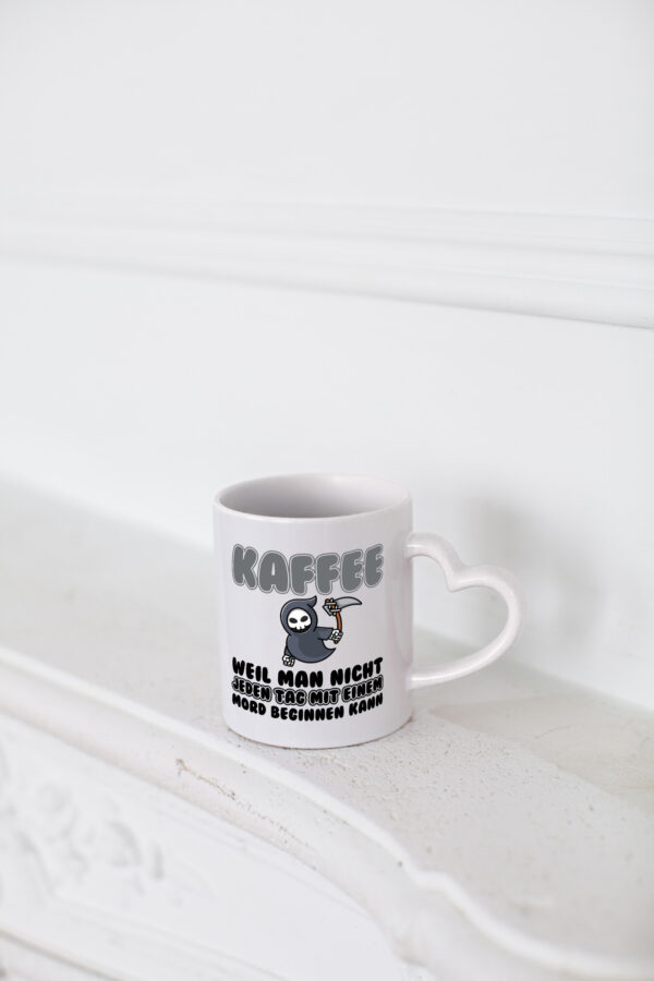 Kaffeetrinker Humor | lustiger Spruch | Morgenmuffel - Herzhenkel Tasse - Kaffeetasse / Geschenk / Familie