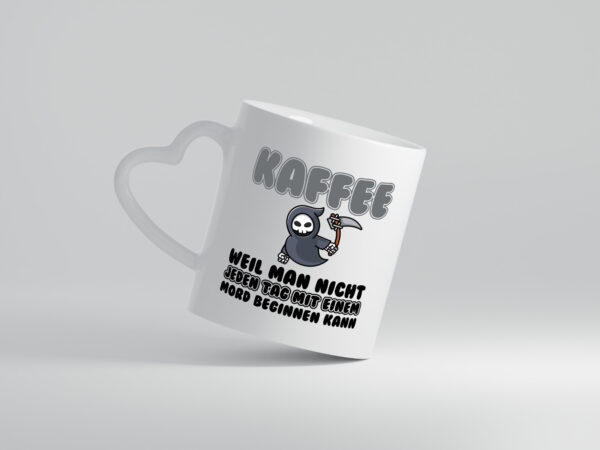Kaffeetrinker Humor | lustiger Spruch | Morgenmuffel - Herzhenkel Tasse - Kaffeetasse / Geschenk / Familie