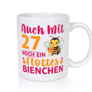 27. Geburtstag | Flottes Bienchen | 27 Jahre - Tasse Weiss - Kaffeetasse / Geschenk / Familie