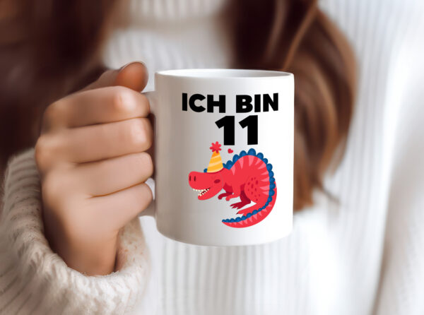 11. Geburtstag | Dino | Dinosaurier | 11 Jahre - Tasse Weiss - Kaffeetasse / Geschenk / Familie