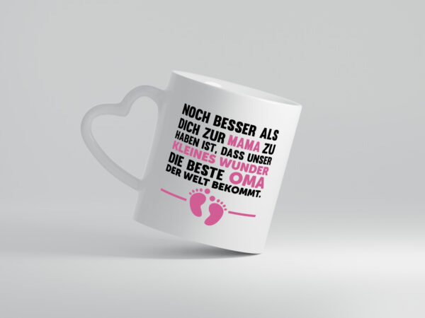 Beste Oma der Welt | Geburt Tasse | Schwangerschaft - Herzhenkel Tasse - Kaffeetasse / Geschenk / Familie
