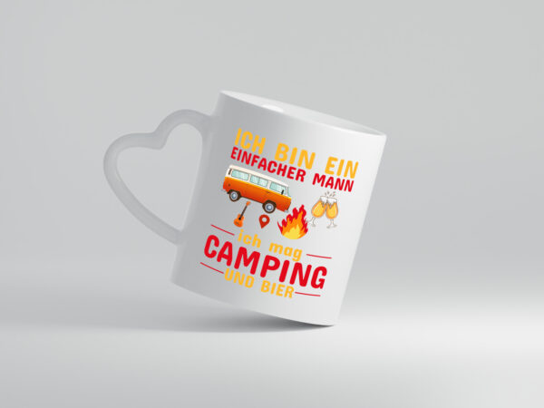 Ich mag Camping und Bier - Herzhenkel Tasse - Kaffeetasse / Geschenk / Familie