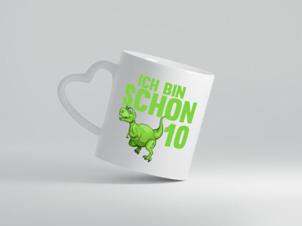 10. Geburtstag | 10 Jahre | Dino | Dinosaurier - Herzhenkel Tasse - Kaffeetasse / Geschenk / Familie