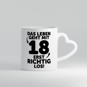 18. Geburtstag | Junge $ Mädchen| Volljährig - Herzhenkel Tasse - Kaffeetasse / Geschenk / Familie