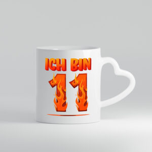 11. Geburtstag | 11 Jahre | Drache - Herzhenkel Tasse - Kaffeetasse / Geschenk / Familie