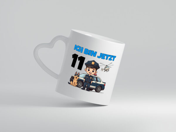 11. Geburtstag | 11 Jahre | Polizei Kind | Polizeiauto - Herzhenkel Tasse - Kaffeetasse / Geschenk / Familie