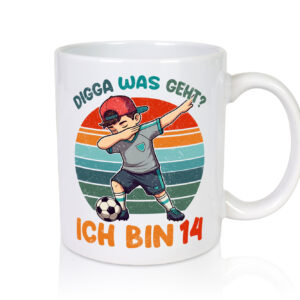 14. Geburtstag | 14 Jahre | digga ich bin 14 | Dabbing - Tasse Weiss - Kaffeetasse / Geschenk / Familie