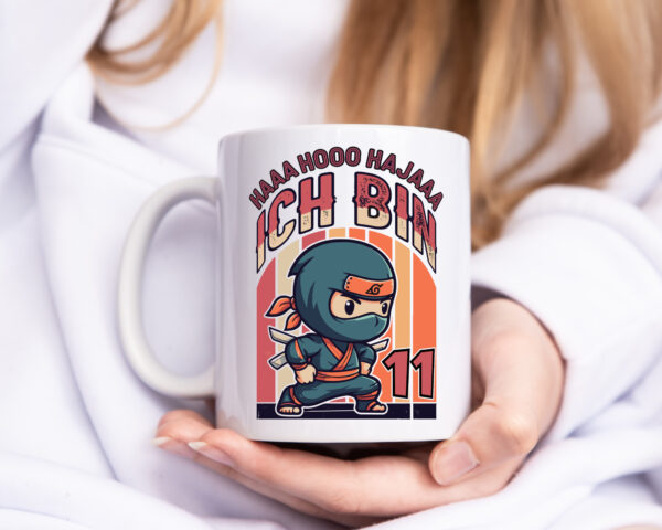 11. Geburtstag | Ninja Junge | 11 Jahre - Tasse Weiss - Kaffeetasse / Geschenk / Familie