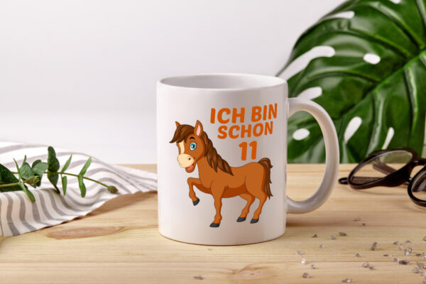 11. Geburtstag | Ich bin schon 11 | Pferde | Pony - Tasse Weiss - Kaffeetasse / Geschenk / Familie