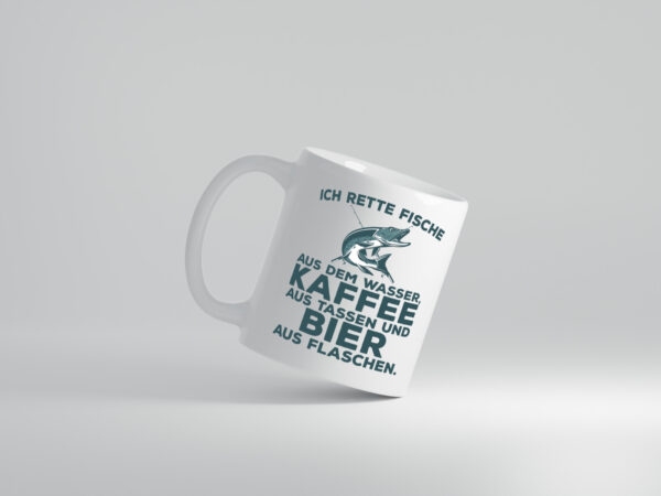 Ich rette Fische | Angler Tasse | Biertrinker | Humor - Tasse Weiss - Kaffeetasse / Geschenk / Familie