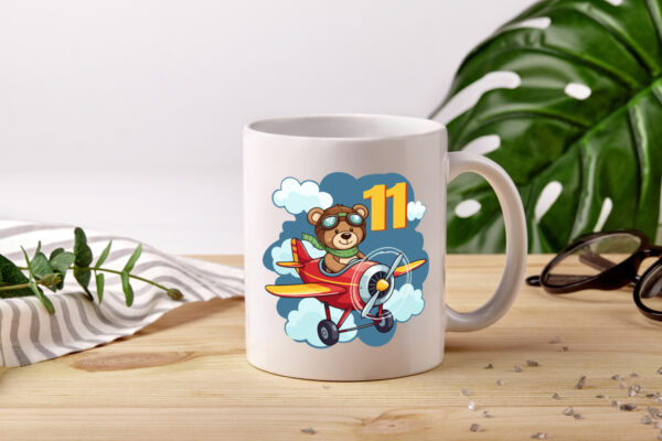 11. Geburtstag | 11 Jahre | Kinder Pilot | Flugzeug - Tasse Weiss - Kaffeetasse / Geschenk / Familie