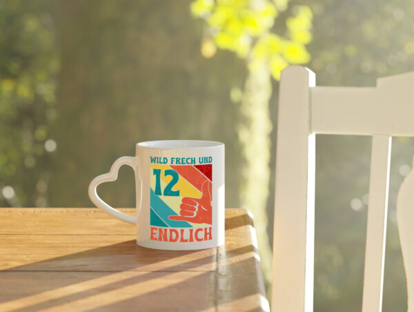 12. Geburtstag | 12 Jahre | Wild und Frech - Herzhenkel Tasse - Kaffeetasse / Geschenk / Familie