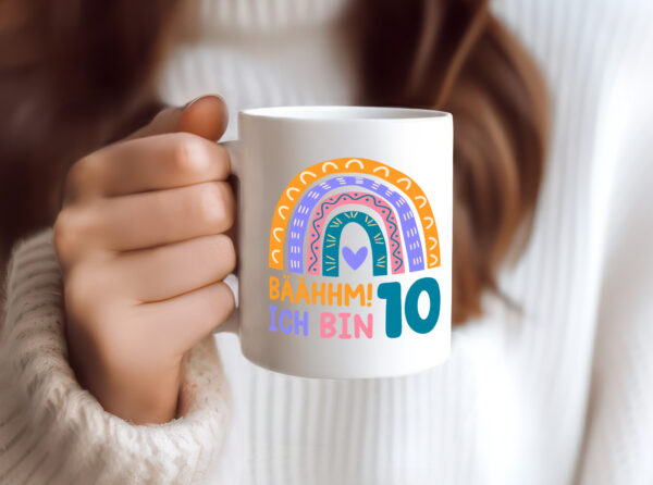 10. Geburtstag | 10 Jahre | Regenbogen | Bääm | Mädchen - Tasse Weiss - Kaffeetasse / Geschenk / Familie