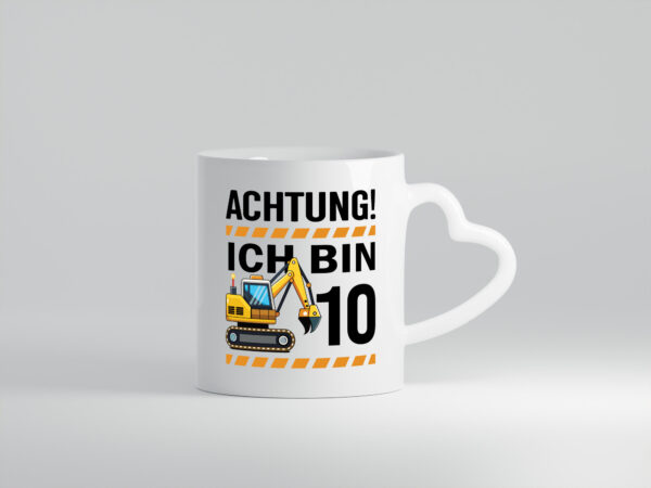 10 Geburtstag Ich bin 10 | Bagger | Bagger Junge - Herzhenkel Tasse - Kaffeetasse / Geschenk / Familie