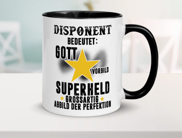 Bedeutung von Disponent | Zuteiler Farbige Tasse - Kaffeetasse / Geschenk / Familie