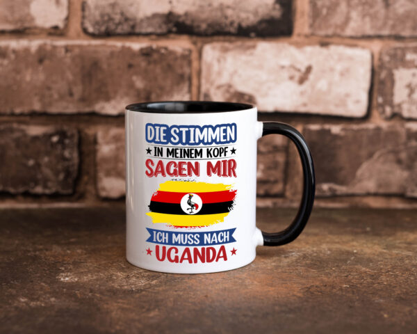 Uganda | Urlaub | Stimmen in meinem Kopf | Traumland Farbige Tasse - Kaffeetasse / Geschenk / Familie